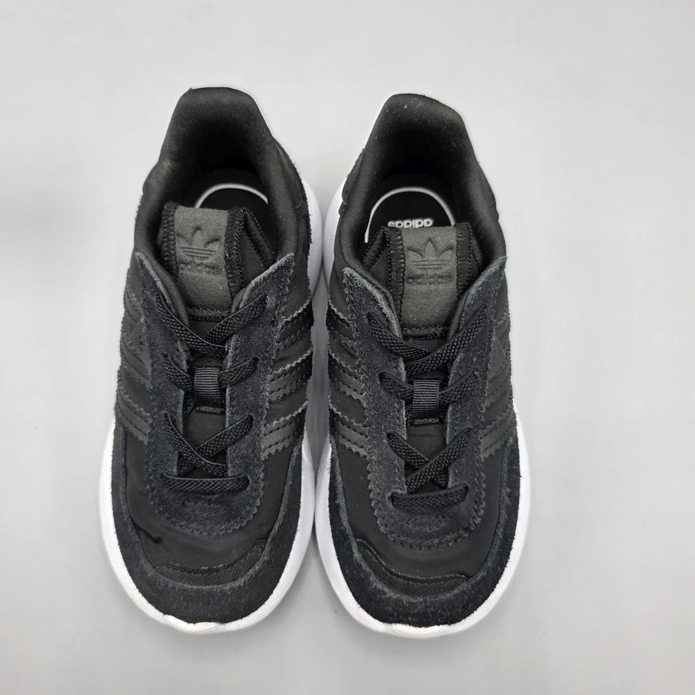 Adidas Retropy F2 EL I Sneakers Shoes Toddler 9 Black Leather Nylon‎ Kids GW3316